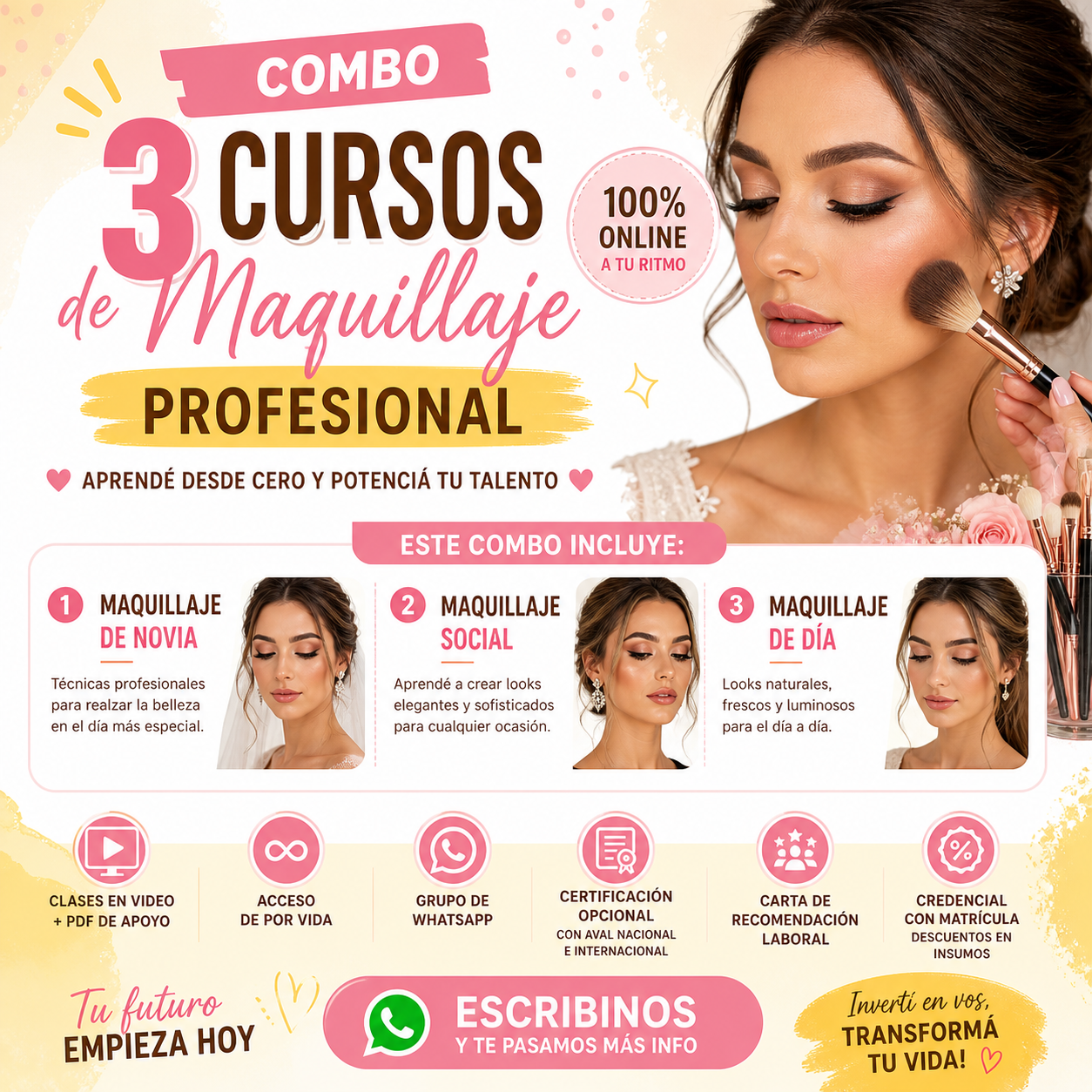 Pack de 3 cursos de MAQUILLAJE PROFESIONAL